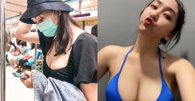 捷運遇見妹子大爆乳！兇猛護理師「歐歐ouou」展現呼之欲出的乳量