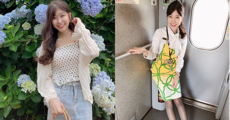 好甜！賞繡球花遇見「隱乳高鐵正妹員工」，超正顏值讓大家都想衝去搭車！