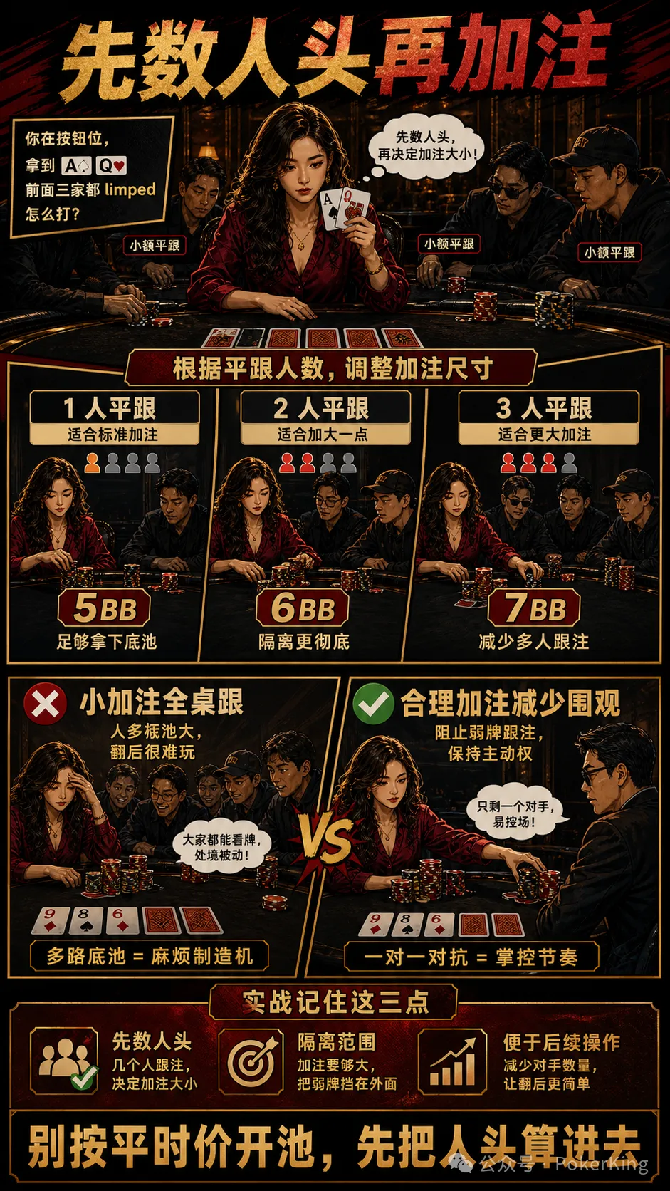 【EV扑克】多人平跟后怎么加注?先数人头,再看牌和位置