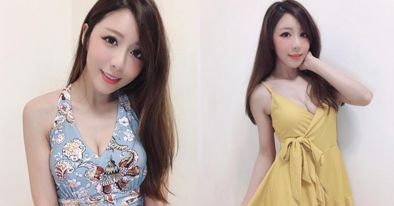 甜美女神「Queenie 步步」試穿新衣太迷人，「酥胸微露」好有畫面感！